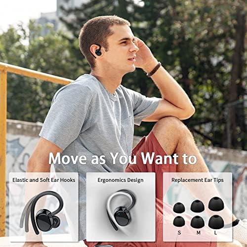 Безжични слушалки Coucur Спортни, Bluetooth 5.1 Слушалки с микрофон с дълбок бас Bluetooth Слушалки в ушите, CVC8.0 Слушалките с шумопотискане за бягане във фитнеса IP7 Водоустойчив,