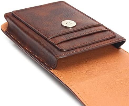 Универсален кожен калъф WSSBK, мъжки поясная чанта с клип за колан, калъф-кобур за мобилен телефон с 3.5-6.3 инча (Цвят:
