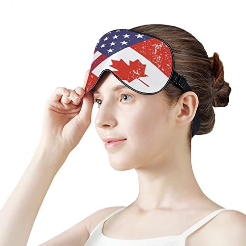 Ретро Америка Канада Флаг Спящата Маска, със Завързани Очи, С Красиви Сенки За очи Забавен Нощен Калъф за носене с Регулируема Каишка за Жени, Мъже