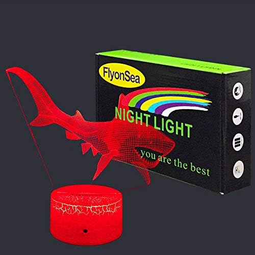 FlyonSea Детски Играчки Акули лека нощ, Детски Аксесоари за парти с Акули 16 Цвята, което променя Детска нощна светлина със сензорен контрол и дистанционно Управление, Д