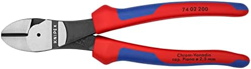Диагонал на Резачки KNIPEX 74 02 200 SB с високо лост 7,87 с Мека дръжка, В блистер, многокомпонентные Ръкохватки, син, Червен