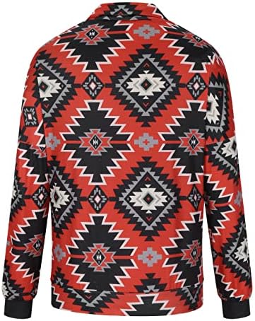 Пуловер с цип с една четвърт, Дамски Етническа Ацтекская Hoody С Дълъг Ръкав И Ревера 1/4, Риза с къси ръкави с цип,