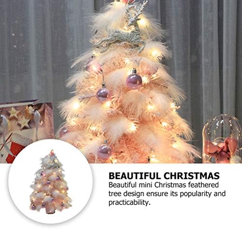 LIOOBO 1 бр. Коледна Украса За вашия Работен Плот, Коледно Дърво, Декоративно Дърво С Пера, Коледна украса (Розов)