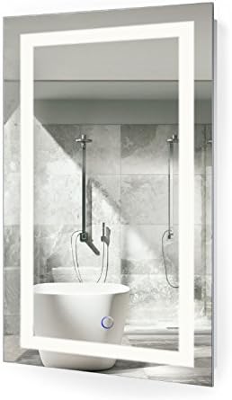 Krugg | Огледало за баня с led подсветка 18 X 30 см | Тоалетен Огледало с осветление Включва Регулатори и Дефоггер |