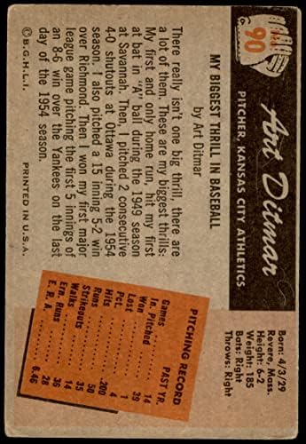 1955 Боуман # 90 Арт Дитмар Канзас Сити Атлетикс (Бейзболна картичка) VG Athletics