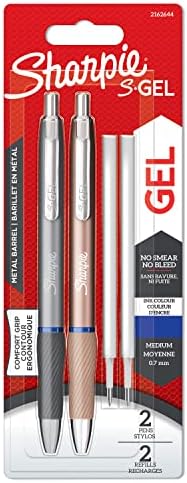 Sharpie S-Gel | Метални Гел химикалки | Със Средна заострением (0,7 мм) | Стомана Сиво и Розово Злато | Синьо мастило