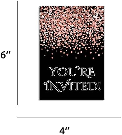 QZCYU Покани на парти в чест на пенсиониране В Пликове, пощенски Картички-покани с пайети от розово Злато, Украса за парти в чест на пенсиониране За мъже и Жени, за да п?