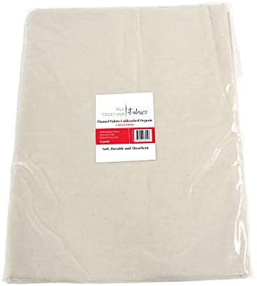 Фланела от органичен памук (2 ярд, предварително раскроенная), неотбеленного естествен цвят на слонова кост, ширина 60 см, сертифициран DESI натурален органичен памук,