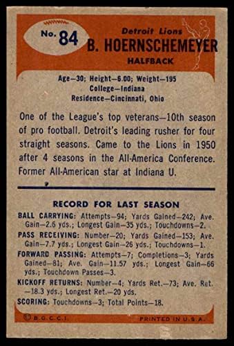 1955 Боуман # 84 Боб Хорншемейер Детройт Лайънс (Футболна карта) EX/MOUNT Лайънс Индиана