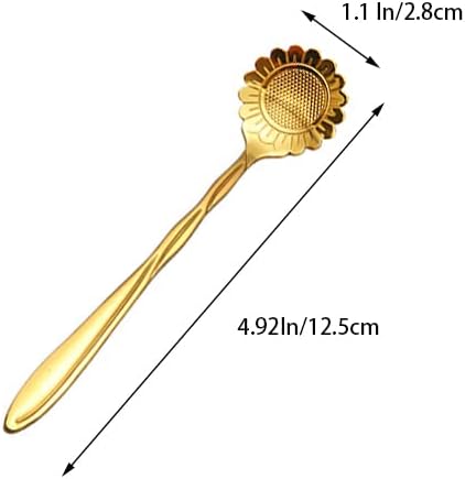 10 Бр. Лъжица за цветя от неръждаема Стомана, Творчески Златни Десертни лъжици, Чаши, лъжици, Бъркалки за кафе, една