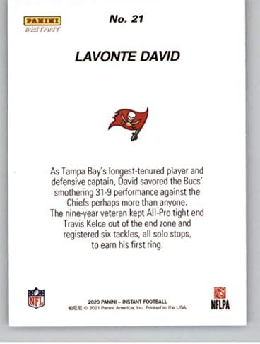 Шампиони 2021 Панини Super Bowl ПС #21 Лавонт Дейвид Тампа Бей Буканьерз (на сезона Шампиони на НФЛ 2020 - Панини Instant) Футболна карта NFL NM-MT