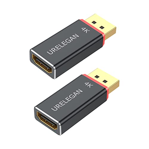 URELEGAN 4K DisplayPort-HDMI Адаптер 2-Pack (НЕ USB), конвертор Display Port (DP) в HDMI Алуминиев корпус, Поддържа видео и аудио, съвместим с устройствата-източници за Дисплей