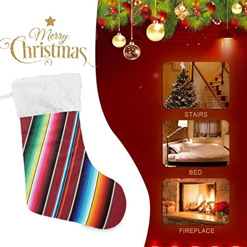 Kigai, 1 Опаковка, Коледни Чорапи с Принтом в мексикански ивица Serape, Плюшени Чорапи с Белезници, Коледни Окачени Чорапи
