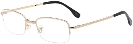 HELES Сгъваеми Очила за четене от метална сплав без рамки за Мъже с Поликарбонатным покритие Single Vision UV400 За четене-Злато||+3,75