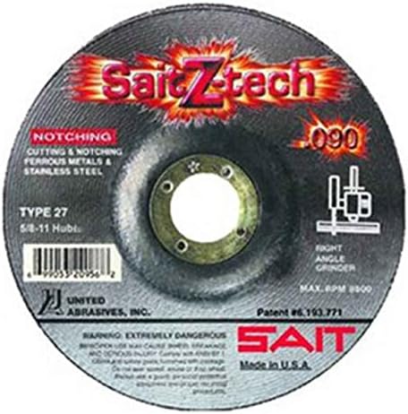 United Abrasives SAIT 20943 4-1/2x.090x7/8 Високопроизводителни Режещи дискове Z-Tech, 25 бр. в опаковка