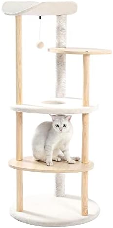 Перфектен модерни мебели за котки: много нива Къщичка за котки на едно дърво с Когтеточкой, Кондоминиумом за котки и Кула за катерене котки - Дървена център за актив