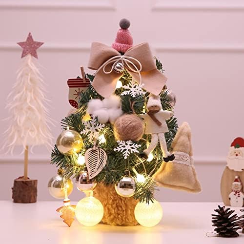 Луксозен Коледен Мини-Малък Коледен Коледа Орнамент Настолна Коледно дърво Златисто-червен Набор от 35 см Корея Бежовата