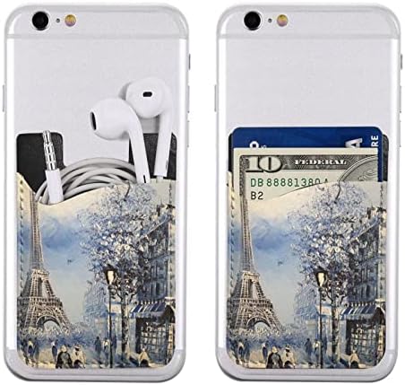 Романтична Калъф за мобилен телефон с Айфеловата Кула в Париж, Държач за карти, Самоклеящийся калъф за кредитни карти