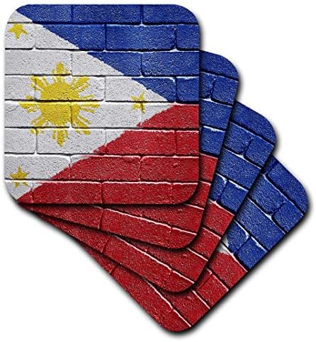3dRose cst_156968_3 Национален флаг на Филипините, съставен на Тухлена стена, Стойка за филипинските керамични плочки,