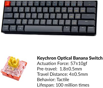 Ключодържател K12 с подредбата 60% с гореща замяна, Безжичен / Жичен ръчна Bluetooth клавиатура с оптичен ключ тип Банан,