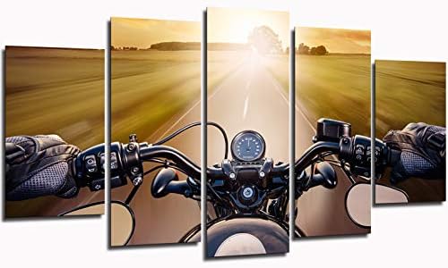 KLVOS, 5 бр., Стенни картини за вашия Мотоциклет, Картини, Принт На платно, Мъж, Едущий на мотор на пътя, Пейзаж, Платно,