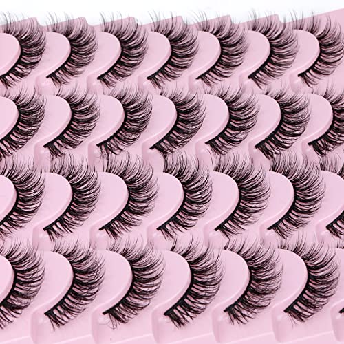 Фините Мигли 3D Мигли на Естествения вид 14 Двойки Къси Мигли, Които Изглеждат Като Наращенные Мигли, Опаковане на фалшиви