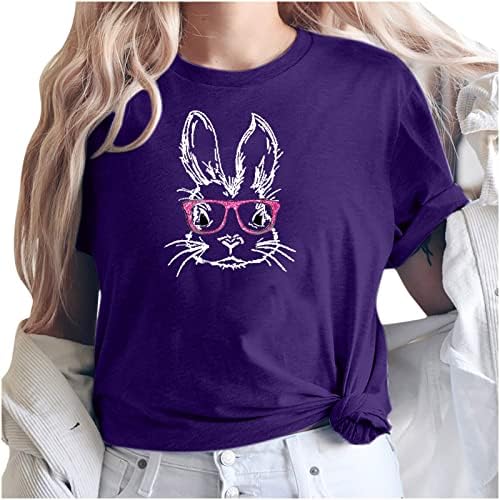 Свободен Приятелка, Великденски Ризи с Принтом Скъп Точки във формата на Зайче за Жени, Забавни Графики Тениски С Кръгло