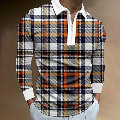 XXBR Мъжки Ризи Поло с цип, Модни Работна Риза с Цветни Блокчета в Лоскутную Клетка в Ивицата Обикновен намаляване с