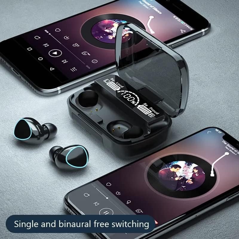 Безжични Слушалки M10, Bluetooth С Шумопотискане Air Рецептори, Безжични Слушалки с Докосване, Стерео Бас Слушалки, Слушалки с Led Цифров дисплей, Калъф за зареждане