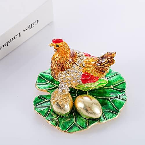 Кутии за дрънкулки с фигурки на Златна кокошка и яйца Ingbear на панти, уникален подарък за Деня на майката, в Ковчег