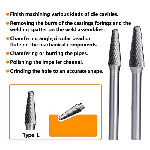 Единични въртящи се Напильники за метал 6 мм Джолан L Тип на волфрамов карбид с Заусенцами Дървообработващи инструменти