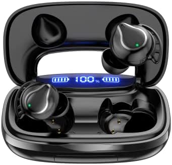 Слушалки Lankey Pro Безжична, Bluetooth Слушалка, Време на възпроизвеждане на 180 Часа, Слушалки с микрофон, Водоустойчиви слушалки в ушите IPX8 с цифров дисплей, сензорно управ