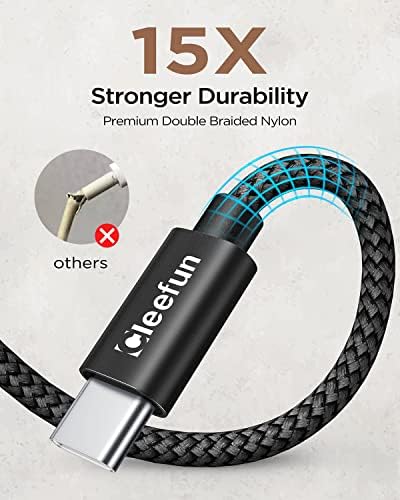 Къс USB кабел C CLEEFUN [1 фут, 5 опаковки], Кабел за бързо зареждане USB-USB C, Сплетен Кабел на зарядно устройство
