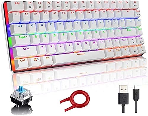 Механична Клавиатура FELICON, Детска Механична Клавиатура с Rainbow led подсветка AK33 и USB-Кабел, Компактна Ръчна Детска