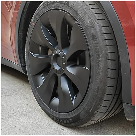Съвместим с 19-инчов капак на главината на колелото Tesla Model Y, 2020-2022 Защитно Декоративна капачка за главината на колелото и капачката на джантата външни гуми (Цвят: Мат