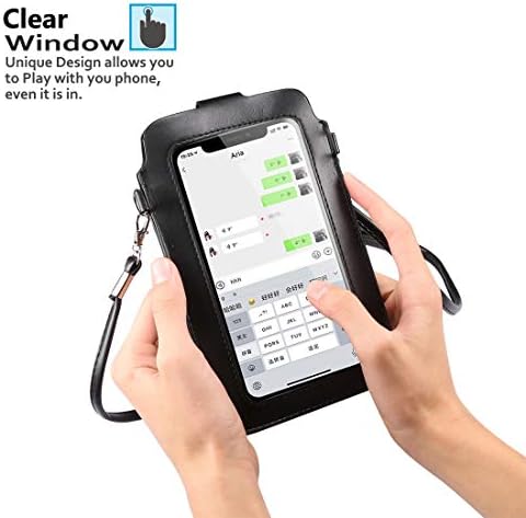 Калъф за телефон със сензорен екран, Мултифункционален Прозрачен прозорец, в чантата си за телефон, джоб за портфейл