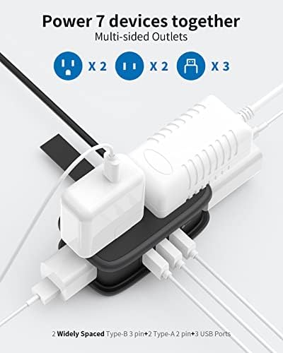 Комплект подложки за пътуване NTONPOWER, 4 Гнезда, 2 Преносими USB-кабел с 10-футовым кабел с дължина и 4 Изхода, 3 USB-кабел с 4-футовым къс кабел за офиса, дома, Хотели, стаите в