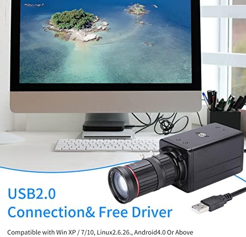 Уеб камера HUIOP, Камера за 4K HD Компютърна Камера USB Уеб камера с 10-Кратно Оптично Увеличение, Ръчен Фокус и Автоматична Компенсация на експозицията е Съвместима с Windows