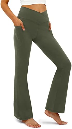 Дамски разкроена панталони Yogo от COPYLEAF с джобове -Гамаши За йога с V-образно деколте и висока талия -Разкроена Гамаши За тренировки във фитнеса