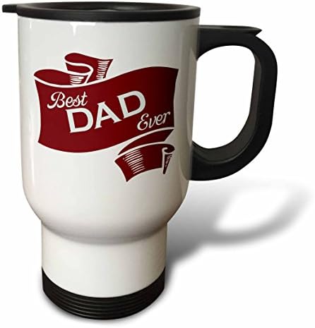 3. Пътна чаша Best Dad Някога Ribbon в тъмно бордовом цвят, 14 грама, Неръждаема стомана, Бял