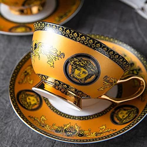 Moritic, луксозен и елегантен порцелан Royal Court от костите на Медуза в ретро стил, чашата за кафе с лъжица и европейския блюдцем - добър избор за него (нея), (2)