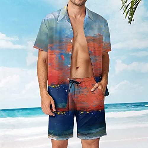 Bmisegm Мъжки Костюм, Мъжки Лятна Мода за Свободното време Хавай Приморски Почивка на Плажа Дигитален 3D Печат Риза С