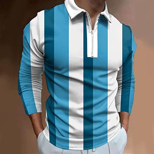 XXBR 2022 Нови Мъжки Ризи Поло с Дълъг Ръкав 1/4, Блузи за Голф с цип С Цветен Блок, Спортни и Ежедневни Дизайнерска