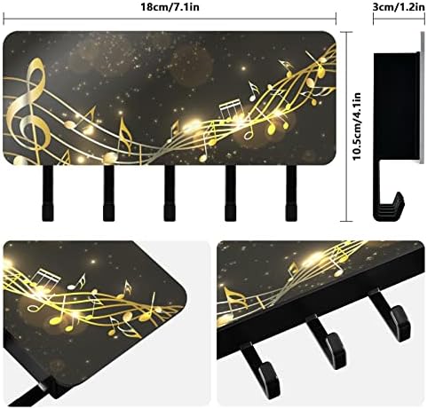 Музикални Ноти Държач за ключове за Стенни Декоративни Закачалки за ключове с 5 Куки Включва Държач за Писма Органайзер