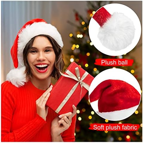 Коледна Шапка WishLotus, 2 елемента Червено Кадифе Коледни Празнични Шапки за Възрастни Унисекс, Шапки на Дядо Коледа,