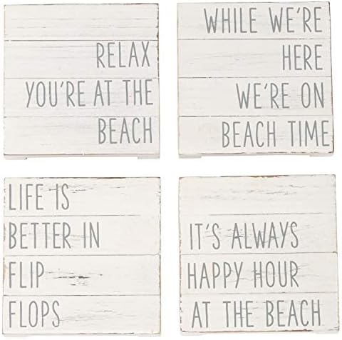 Кал Пай Отпуска Джапанки Happy Hour В Дюшеме Време На Плажа Дървена Поставка Комплект от 4