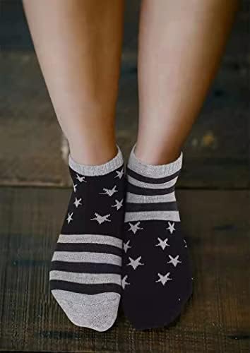 Earlymemb Унисекс Американски Флаг Звездно-Шарени Чорапи За екипажа на 4 юли, Деня на Независимостта, Патриотични чорапи