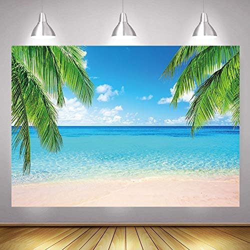 Летни Тропически Плаж Тематични Фотофоны 5X3 фута Океана Палмови Листа Пясъчен Плаж, Синьо Небе, Бели на Хавай Снимки