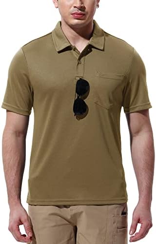 Мъжки ризи Поло Gopune с Къс Ръкав Dry Fit Спортни Ризи Игрища на Открито с Джоб