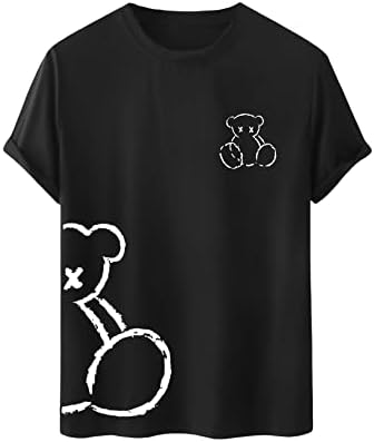 Мъжка Тениска с Изображение на Мечка GORGLITTER с Кръгло деколте и Къс Ръкав, Летни Тениски